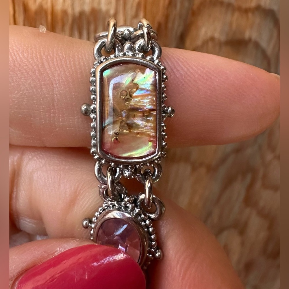 Cookie Lee Abalone Shell Rhinestone Bracelet - Picture 10 of 14